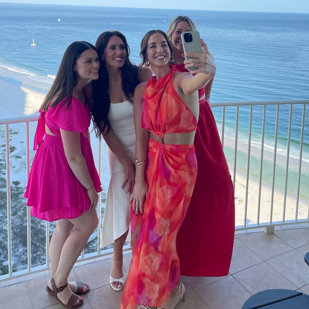 Golden Sunset Hour Orange Midi Dress Hello Molly